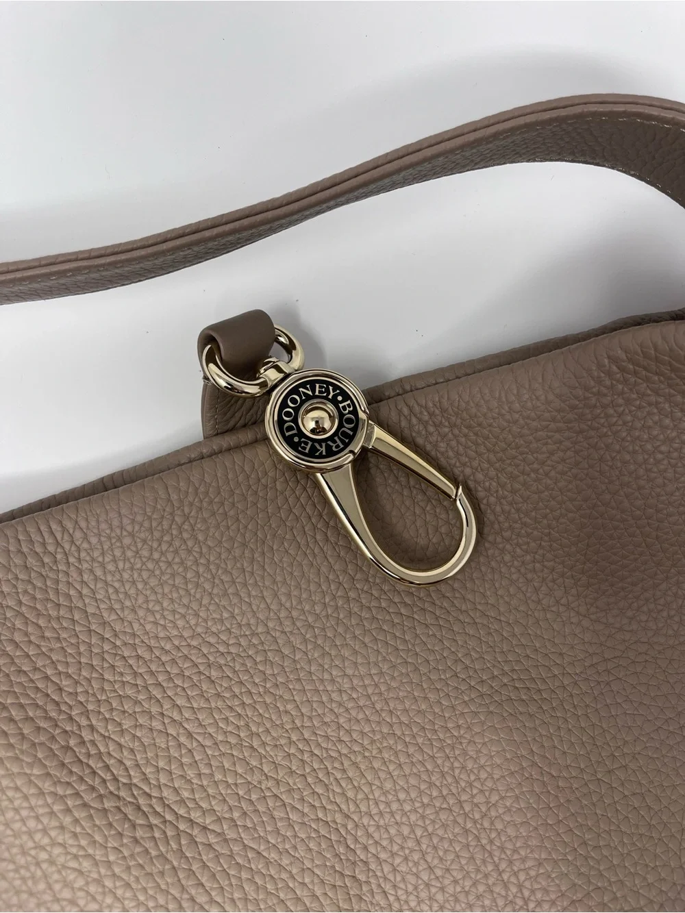 Dooney & Bourke Samba Logo Lock Sac Pebbled Leather Hobo Shoulder Bag - Taupe